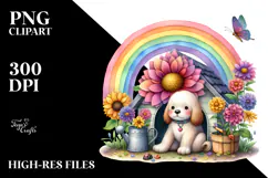 Colorful Dog House with Rainbow Bird Clipart Product Image 2