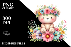 Colorful Flower Bear Clipart Product Image 2