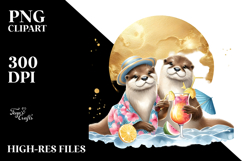 Otter in Beachwear Watercolor Painting Product Image 2