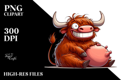 Highland Cow with Comically Large Udder, Expressive Pose PNG Product Image 2