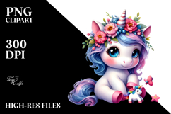 Cute Baby Unicorn with Cool Haircut, PNG Product Image 2