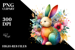 Colorful Wooden Bunny, High-Quality PNG Product Image 2
