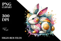 Colorful Wooden Bunny, High-Res PNG Product Image 2
