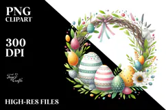Easter Watercolor Wreath PNG Product Image 2
