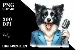 Watercolor Pop Singer Border Collie Clipart Product Image 1