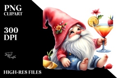 Cute Gnome Drinking Cocktail, PNG Product Image 2
