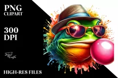 Quirky Frog Portrait Blowing Chewing Gum | Clipart Product Image 3