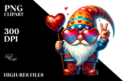 Valentines Gnome with Sunglasses, Watercolor Art Product Image 2
