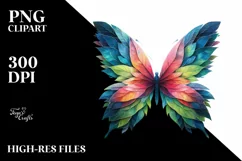 Vibrant Butterfly in Abstract Frame, Watercolor PNG Product Image 1