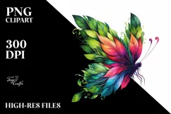 Vibrant Butterfly in Abstract Frame, Watercolor PNG Product Image 3