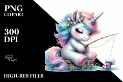 Cute Baby Unicorn Fishing in Style | Sublimation Clipart Product Image 3
