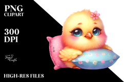 Smiling Baby Chicken with Pillow PNG Product Image 2