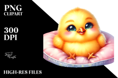 Vibrant Watercolor Smiling Baby Chicken PNG Product Image 2