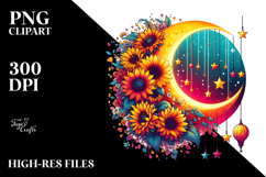 Vibrant Half Moon with Sunflowers PNG Product Image 2