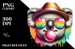 Quirky Koala Portrait Blowing Chewing Gum | Clipart Product Image 1