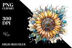 Detailed Stained Sunflower Watercolor Product Image 3