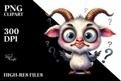 Watercolor Funny Owl Goat | Big Eyes | Confused Product Image 1