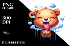 Funny Cute Bear Tongue Out | Sublimation Clipart Product Image 1