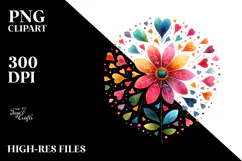 Colorful Watercolor Digital Painting with Simple Boho Flower Product Image 2