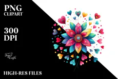 Simple Flower with Hearts PNG Product Image 2