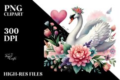Colorful Boho Swan Heart Sitting on Flower, PNG Product Image 2