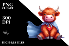Highland Cow in Superhero Cape, Transparent PNG Product Image 2