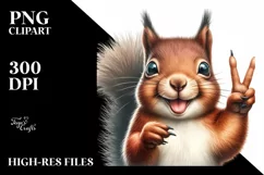 Funny Squirrel Portrait with Victory Sign | Clipart Product Image 3