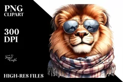Funny Lion with Scarf and Sunglasses | Clipart Product Image 1
