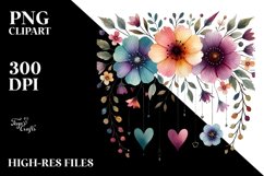 Simple Boho Flower Hearts PNG Product Image 2