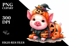 Cute Baby Pig Halloween in Style | Sublimation Clipart Product Image 3