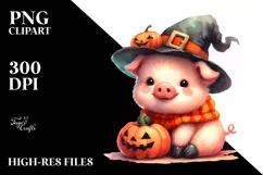Cute Baby Pig Halloween in Style | Sublimation Clipart Product Image 3