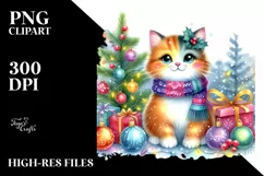 Colorful Christmas Cat, Transparent PNG Product Image 1