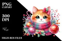 Christmas Cat with Decorations, Transparent PNG Product Image 2