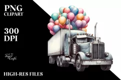 Vintage Semi Truck, High Quality PNG Product Image 3