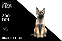 a Cute Watercolor Malinois Sitting Among Christmas Gifts PNG Product Image 2