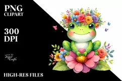 Cute Cartoon-Style Frog Sitting PNG Product Image 1