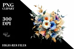 Vibrant Abstract Bouquet | Golden Foil | Clipart Product Image 3