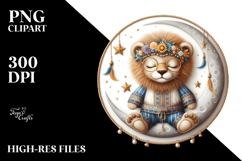 Cute Baby Lion Sleeping on Moon | Clipart Product Image 2