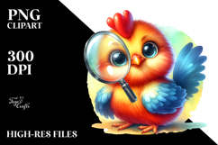 Baby Rooster with Magnifying , PNG Product Image 2