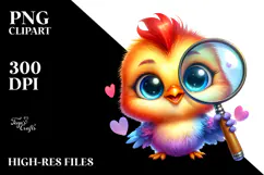 Baby Rooster with Magnifying , PNG Product Image 2