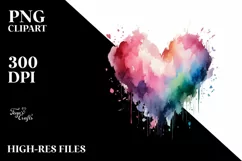 Paintbrush Style Heart Watercolor PNG Product Image 2