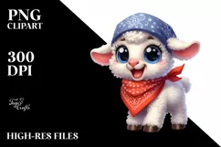 Watercolor Funny Poney Lamb | Big Eyes | Bandana Product Image 3