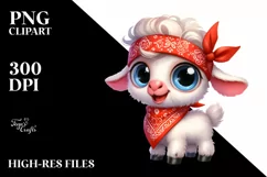 Watercolor Funny Poney Lamb | Big Eyes | Bandana Product Image 1