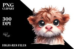 Baby Face Highland Cow, Transparent PNG Product Image 2