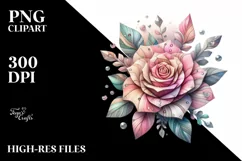 Pastel Wooden Stained Rose Sticker Clipart Product Image 1