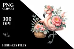 Boho Baby Flamingo Flower Basket | Sublimation Clipart Product Image 3