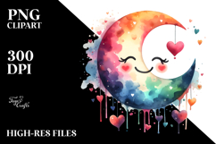 Smiling Half Moon with Hearts PNG Product Image 2