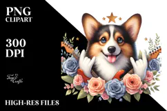 Rock Star Corgi Watercolor Clipart Product Image 2