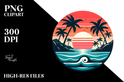 Retro Tropical Island Sunset, PNG Product Image 2