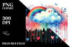 Washed Watercolor Cloud Hearts PNG Product Image 2
